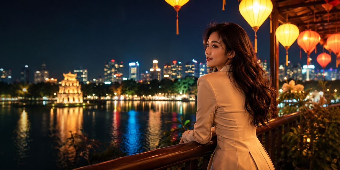 Người dùng mở ứng dụng casino dưới ánh đèn lồng Hà Nội về đêm