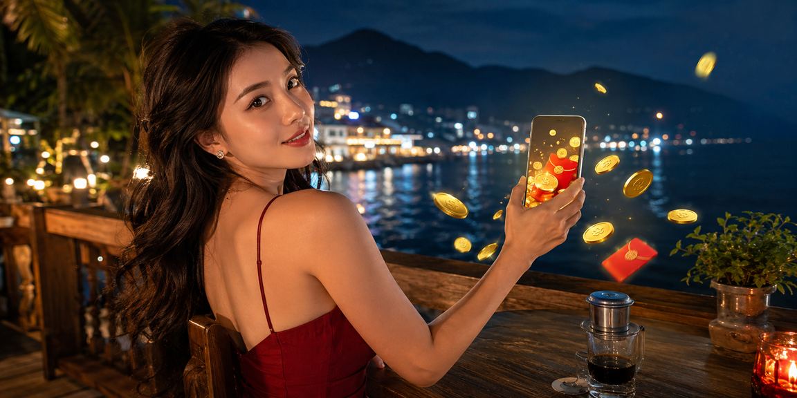 Không gian cá cược casino trực tuyến tại Việt Nam với ánh đèn sôi động